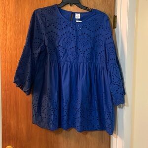 Blue eyelet top